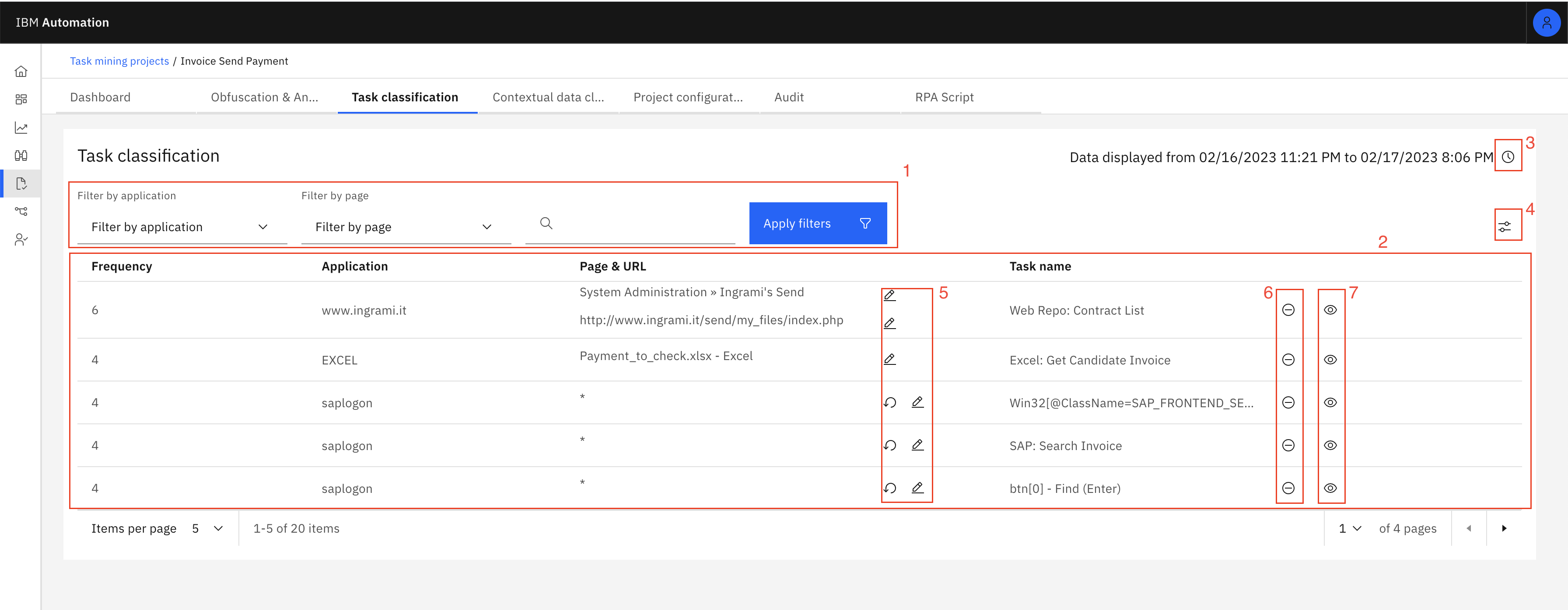Task classification page