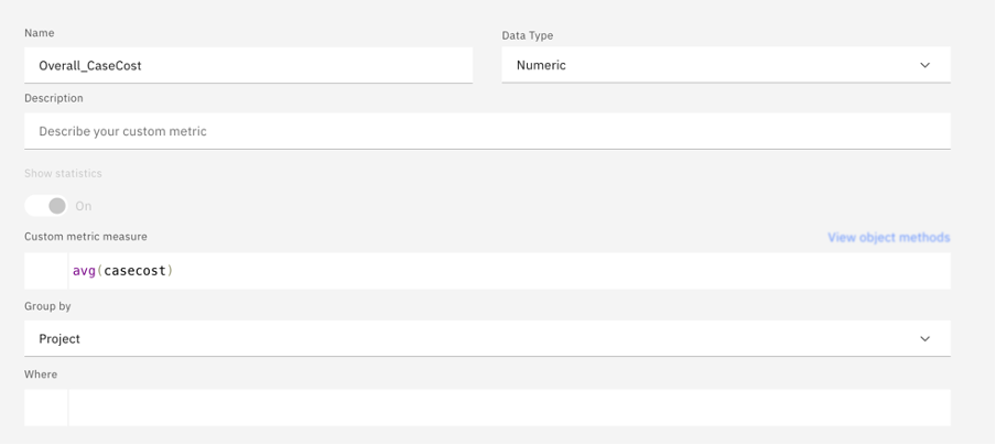 Case list custom metrics