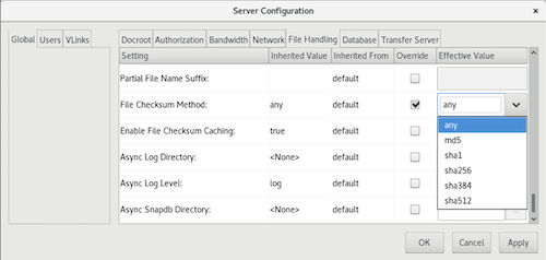 Enabling checksum reporting from the GUI