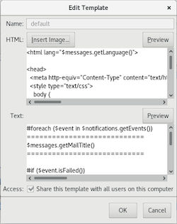 The Edit Templates window.