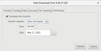 Scheduling a transfer.