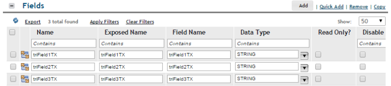 Example of adding the data source fields