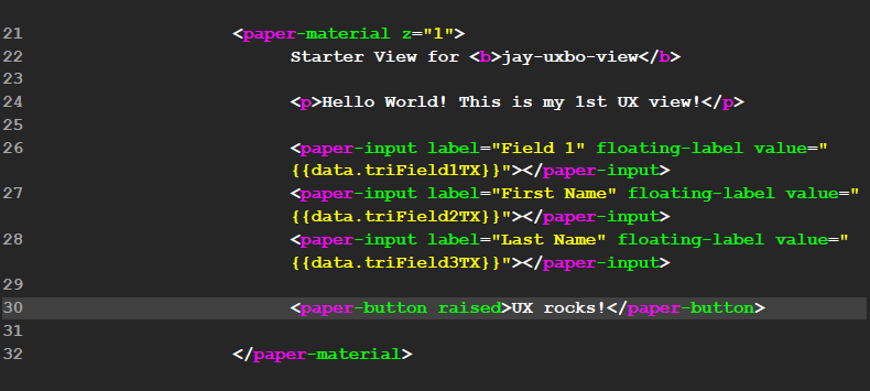 Example of adding a button element