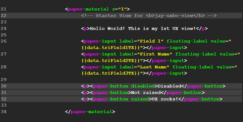 Example of adding a button element
