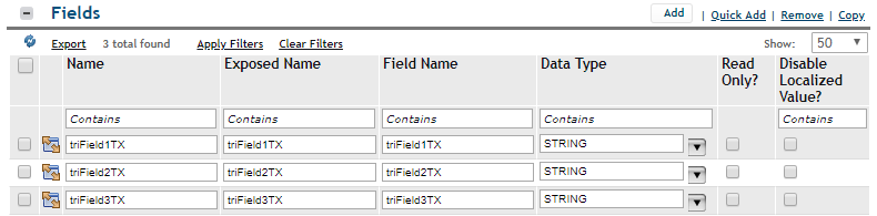 Example of adding the data source fields