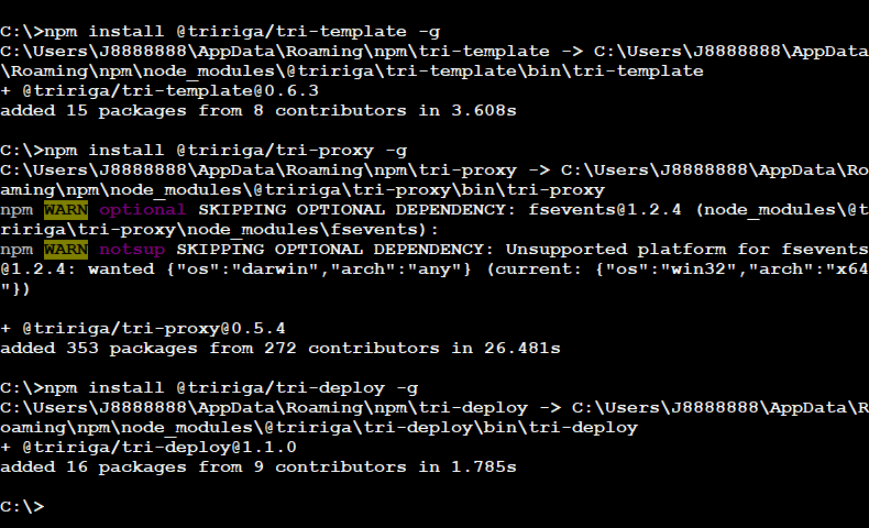 Example of installing the tools