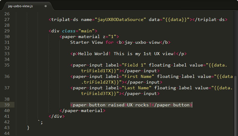 Example of adding a button element
