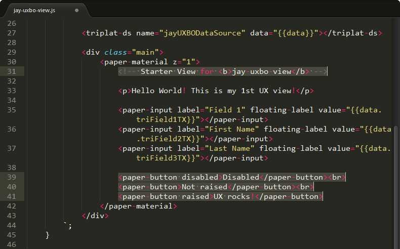 Example of adding a button element