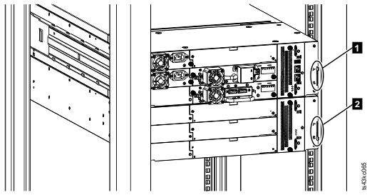 Two modules in rack, seen from the rear