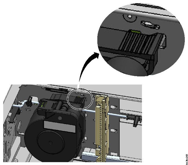 Unlocked spooling mechanism - enlarged view