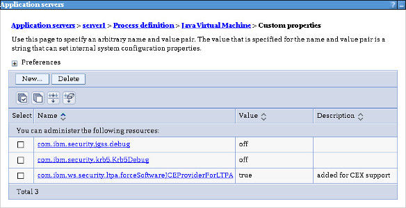 Screen shot showing custom properties