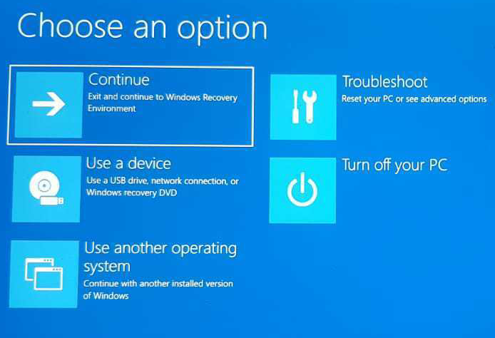 Pantalla tras el borrado del dispositivo cifrado