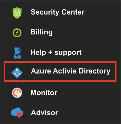 La imagen muestra el panel de navegación del portal de AD de Azure.