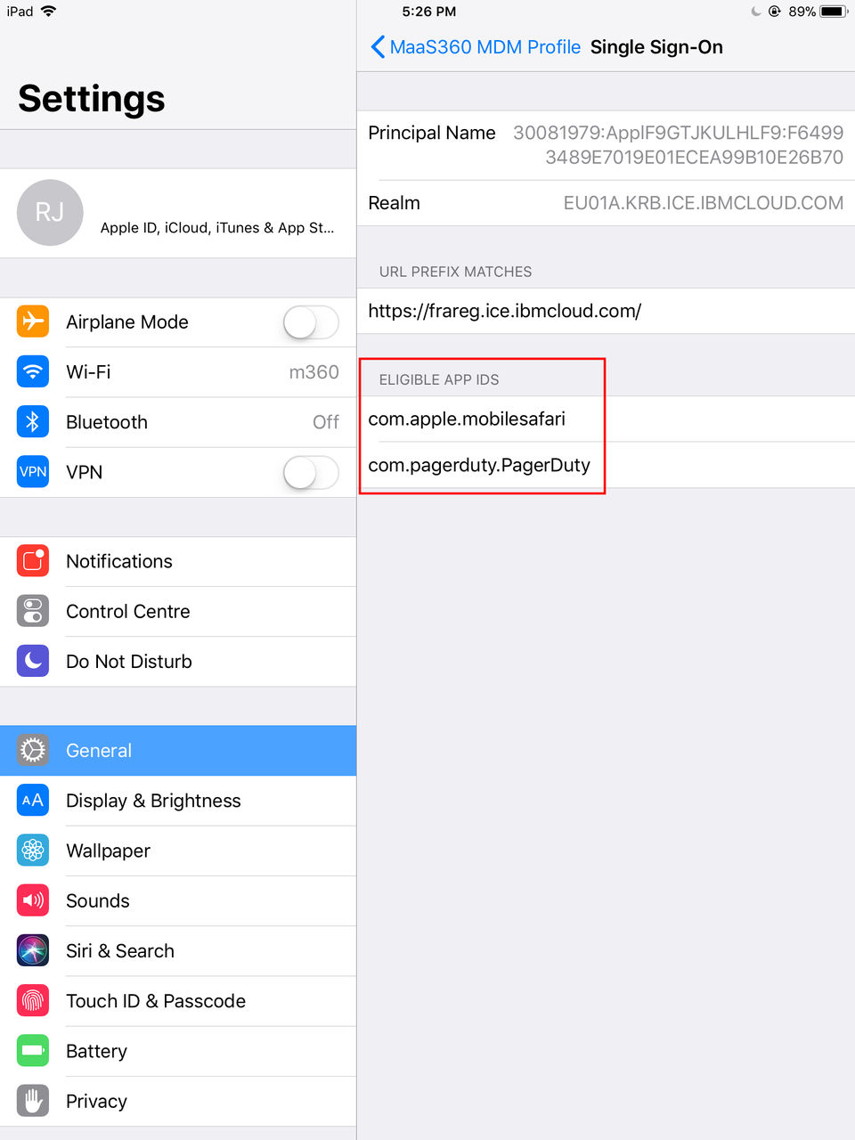 MaaS360 Perfil de MDM