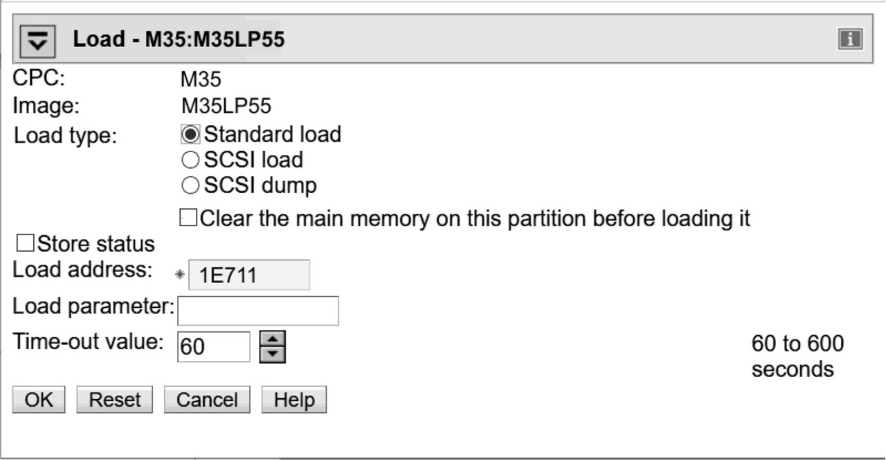 Screen capture of the Load panel. Ensure that the Load type Standard load is selected.