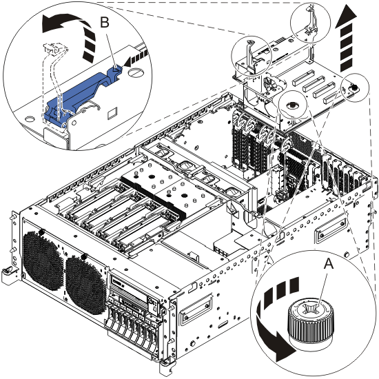 Removing an expansion riser in a rack-mounted system unit.