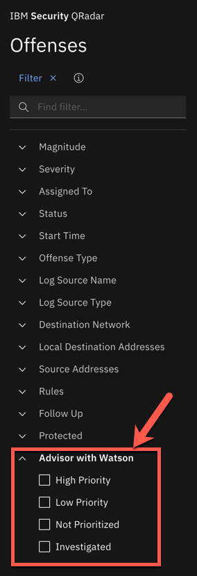 Ecran Infractions avec le filtre Watson