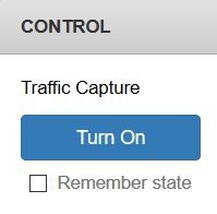 Le widget Contrôle contient un bouton Activer / Désactiver pour la capture de trafic. La case à cocher Se souvenir de l'état conserve vos paramètres.