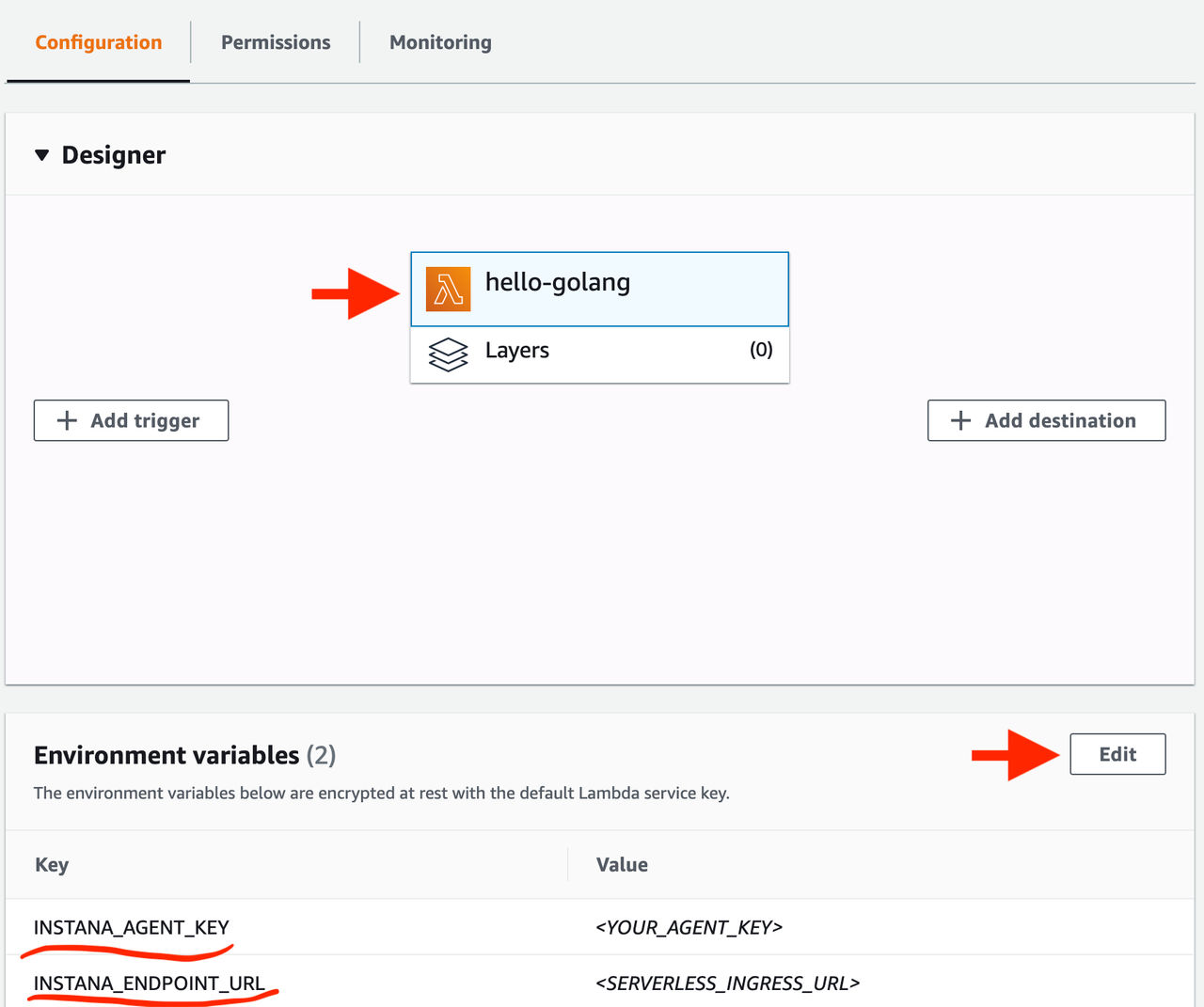 Configuration des variables d'environnement