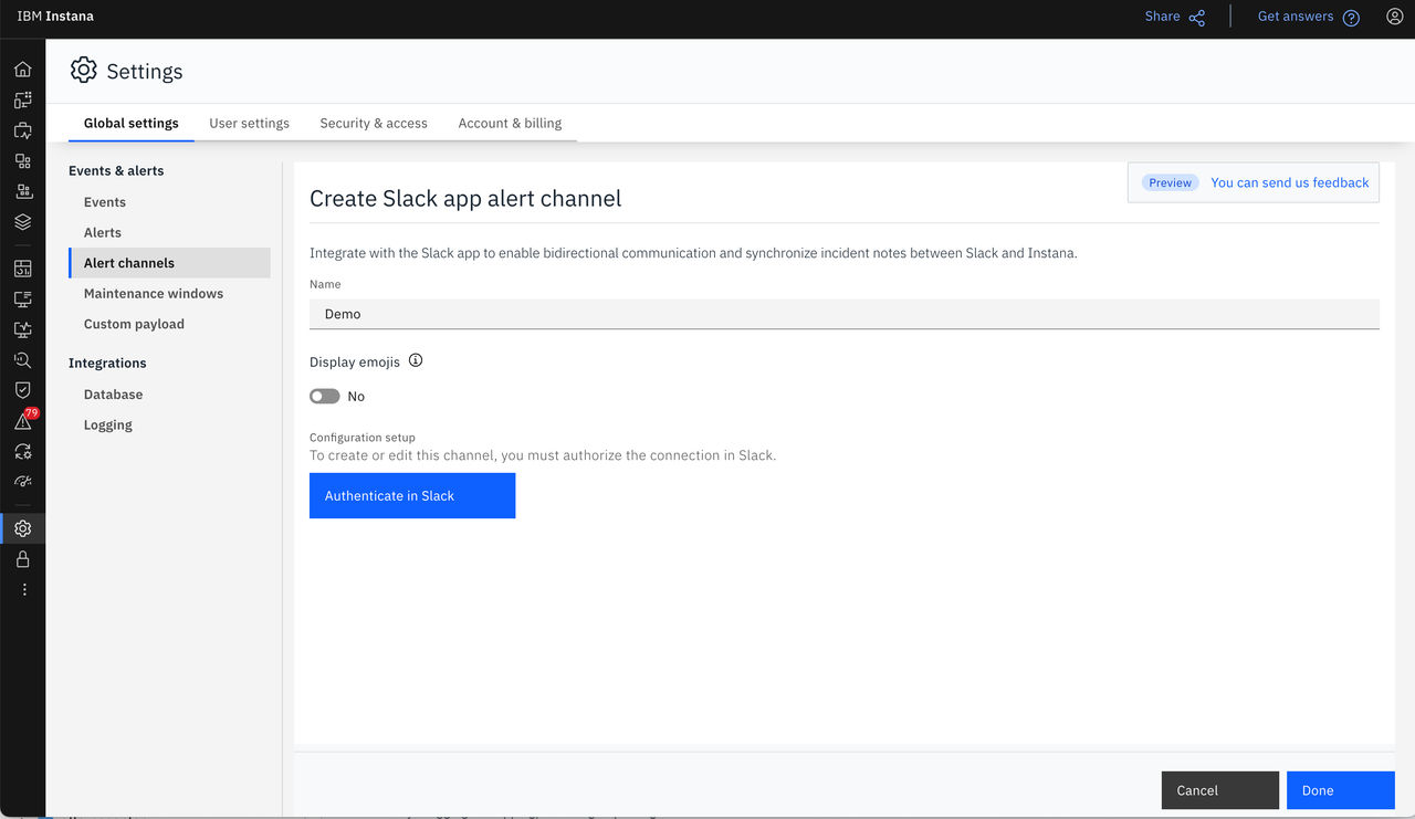 Application pour la chaîne d'alerte d' Slack