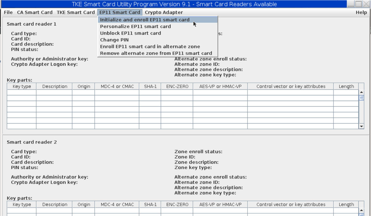 Initialize and enroll EP11 smart card