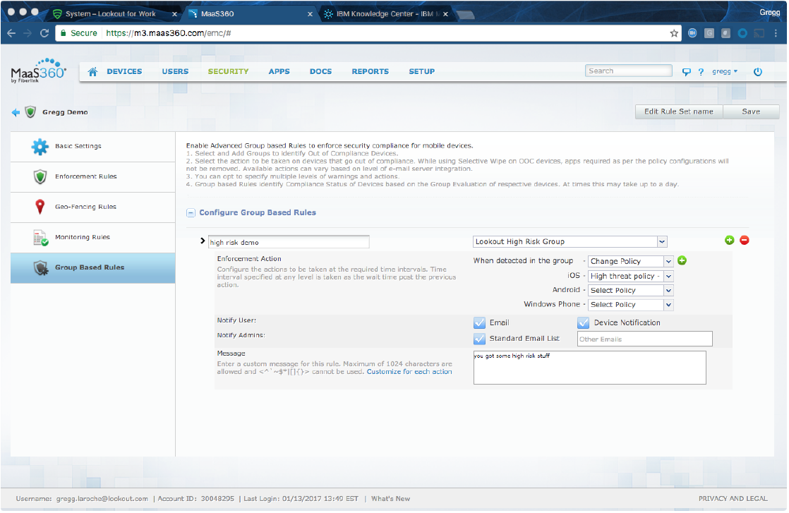 Configura regole basate sul gruppo