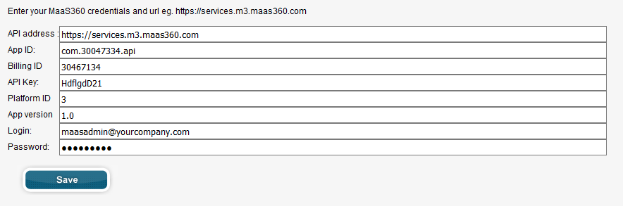 MaaS360 credenziali della console