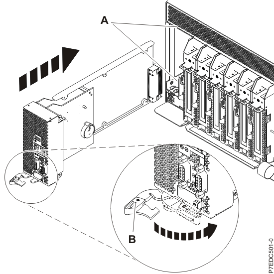 Graphic showing replacing the service processor card