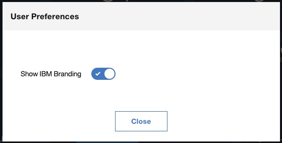 IBM のブランド設定がダッシュボードに表示される