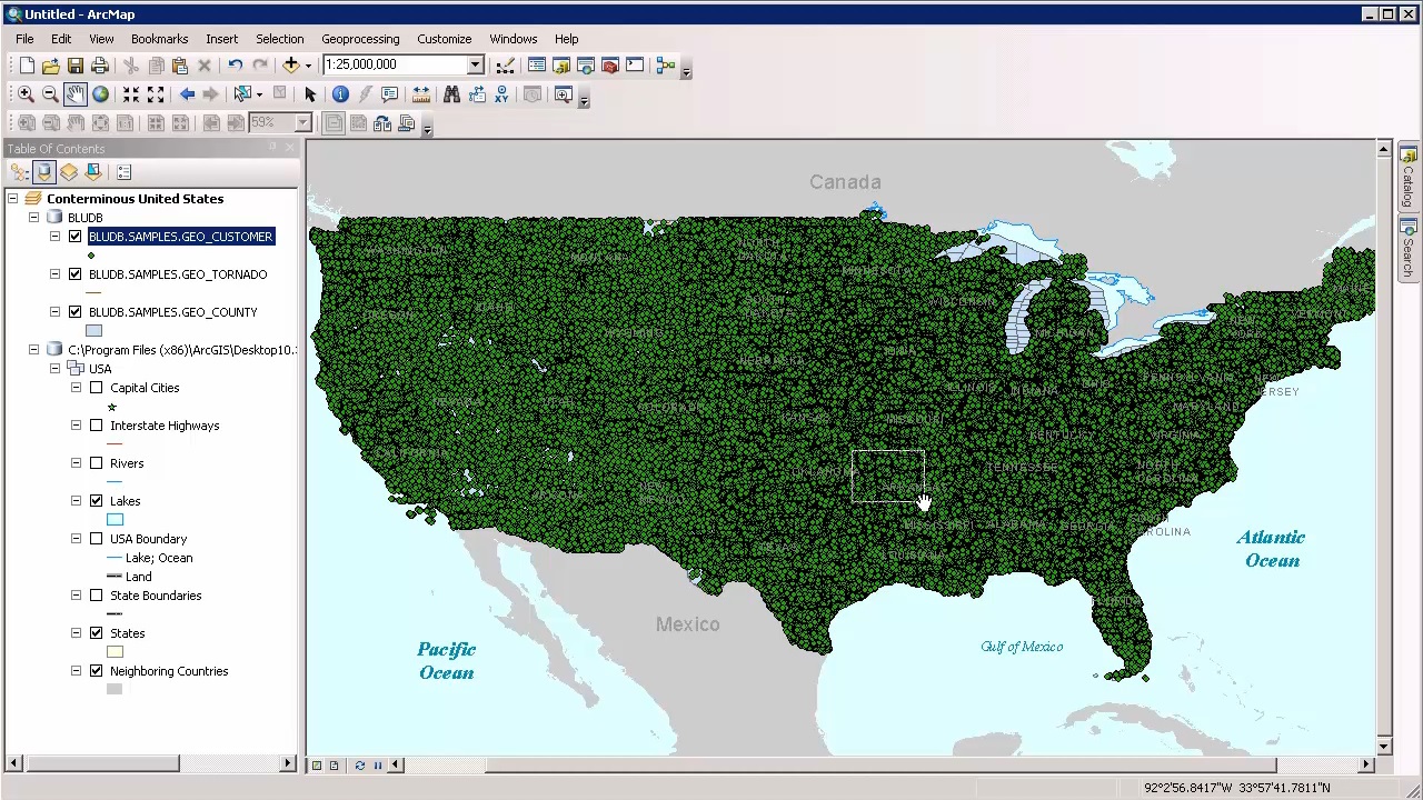 Selecting an area of the map