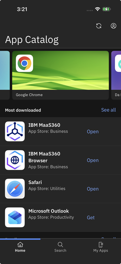 IBM MaaS360 ダークモードのアプリカタログ
