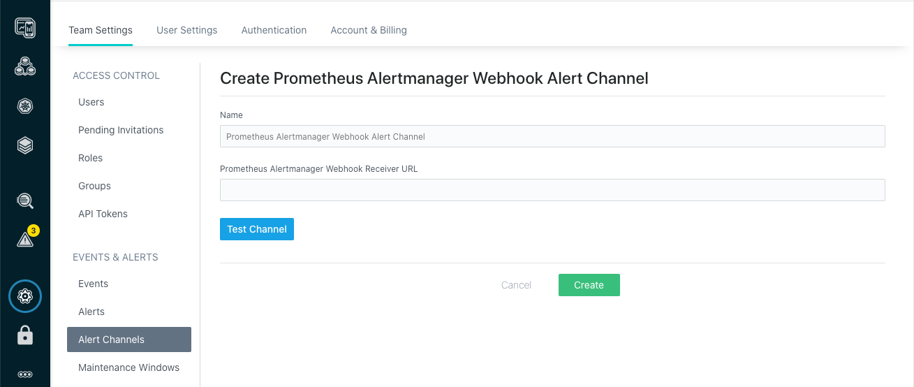 スクリーンショット: Prometheus Alertmanager Webhook