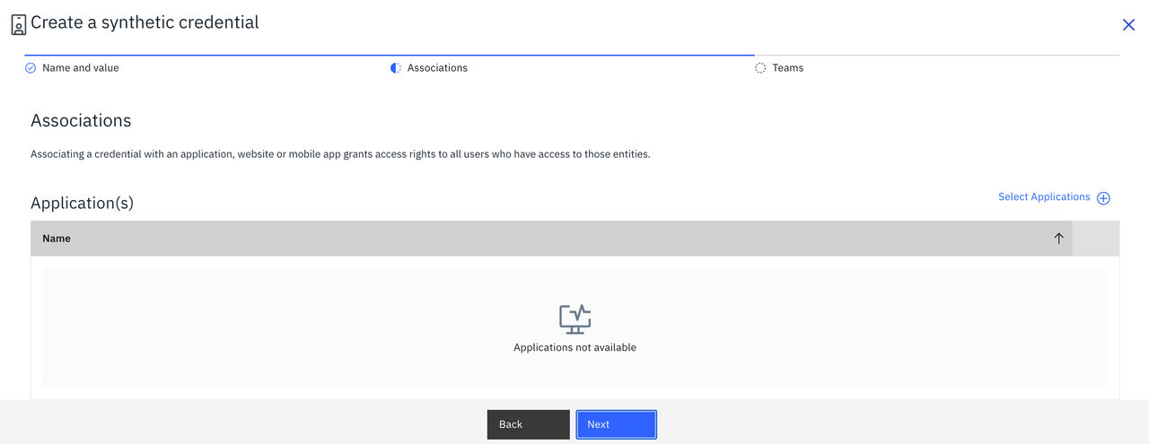 「関連項目」タブには、アプリケーション、ウェブサイト、モバイルアプリのオプションが表示されます