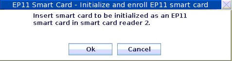Insert smart card to be initialized as an EP11 smart cardTKE Console - initial window