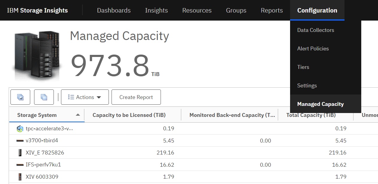 HManaged Capacity 페이지
