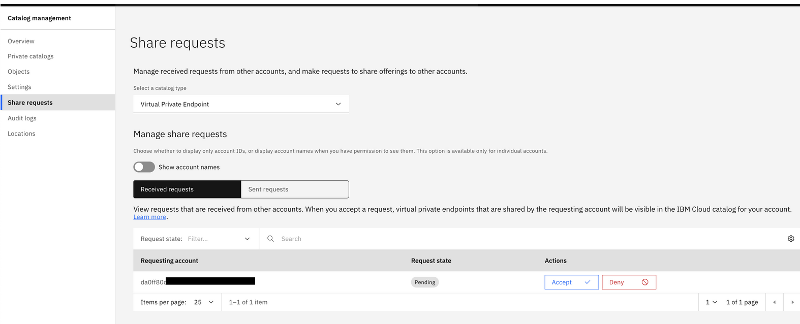 Compartilhamento de uma solicitação do console IBM Cloud