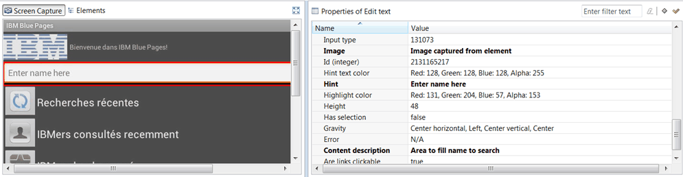 Properties can be modified from the Mobile and Web UI Data View, in the Screen Capture tab, in the Elements tab, or in Properties table by using the context menu.