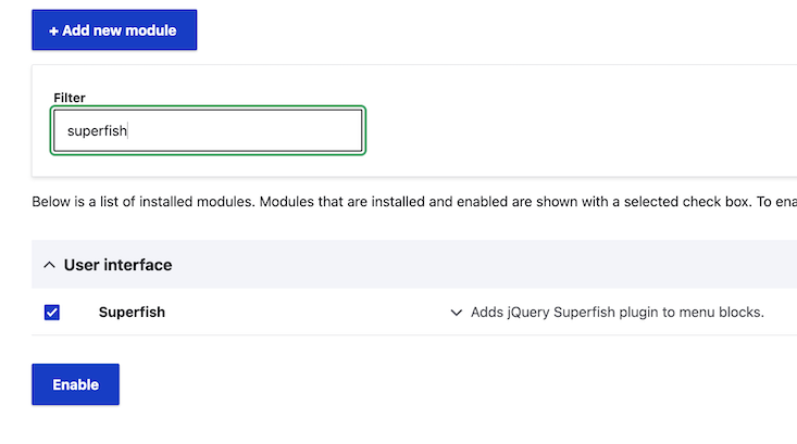 Shows the enable superfish page