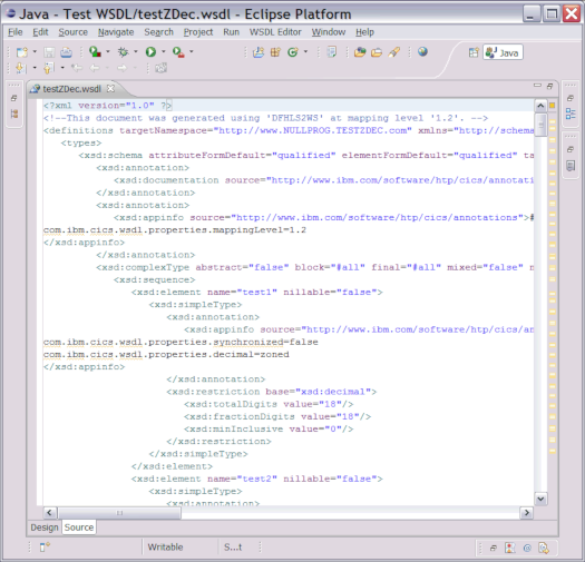 Viewing the WSDL document in Eclipse Viewing the WSDL document in Eclipse