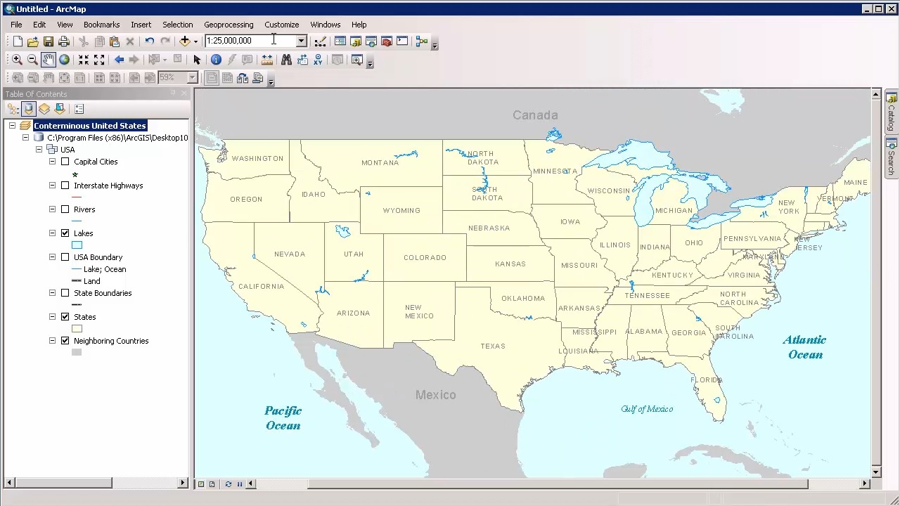 Setting the map scale to 1:25000000