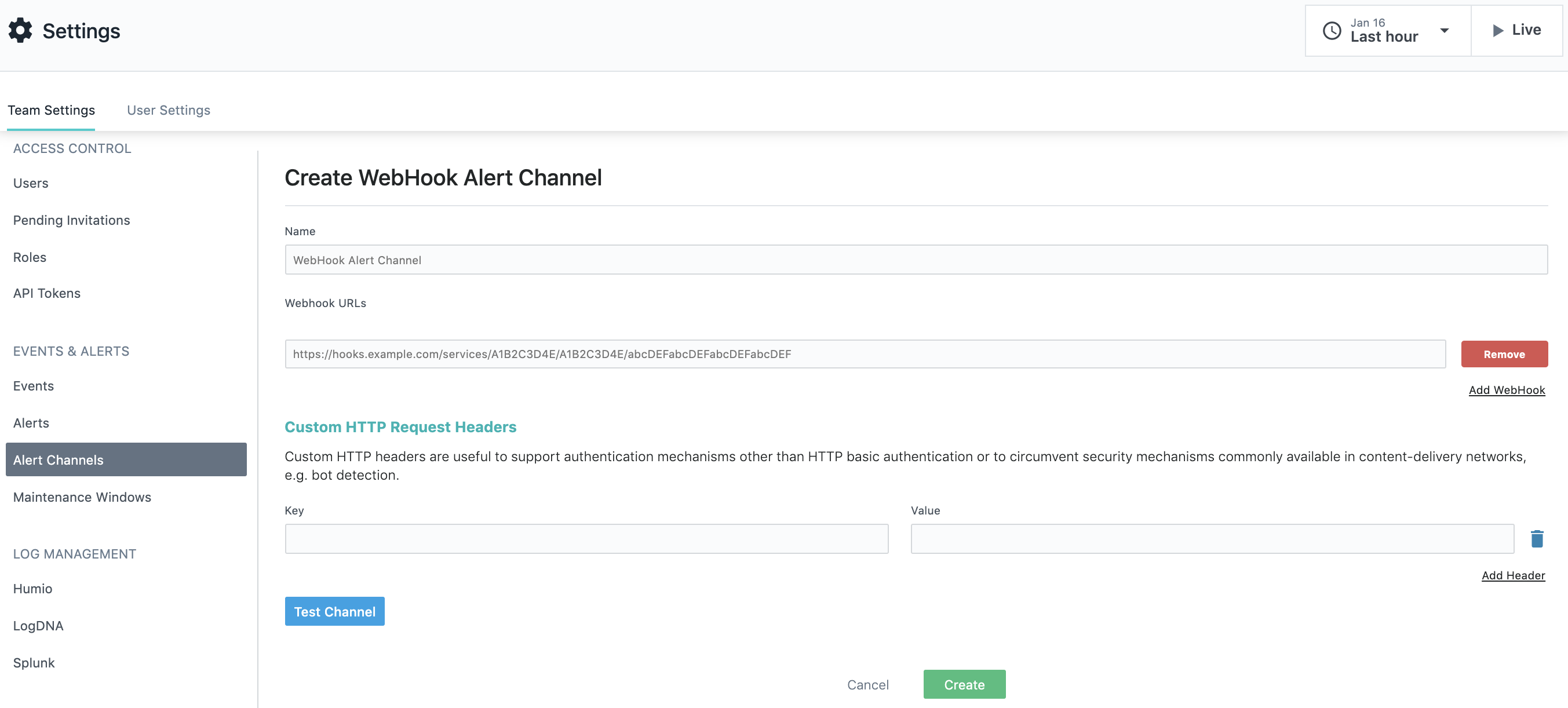 Webhook 警示通道