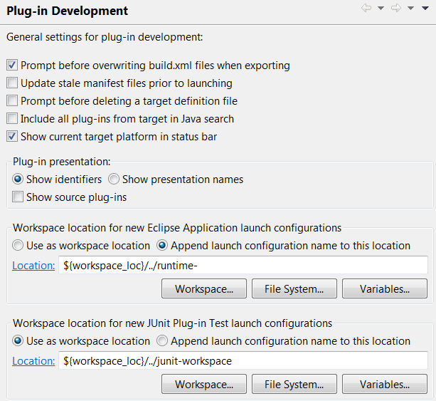 主要喜好設定頁面