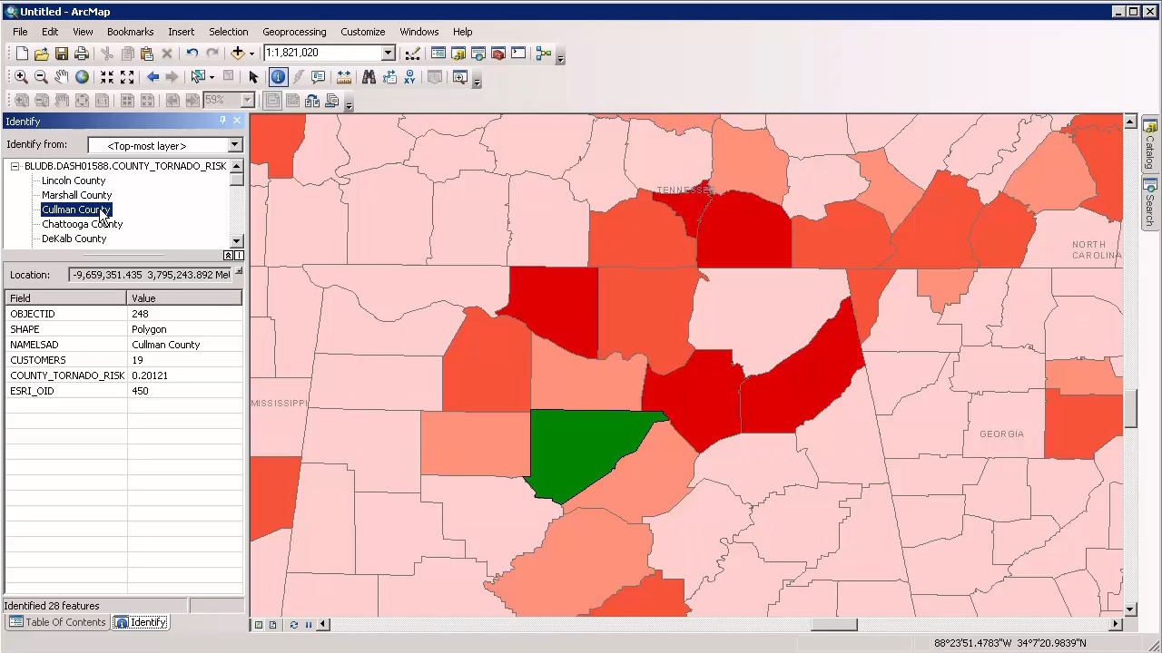 Viewing a selected county