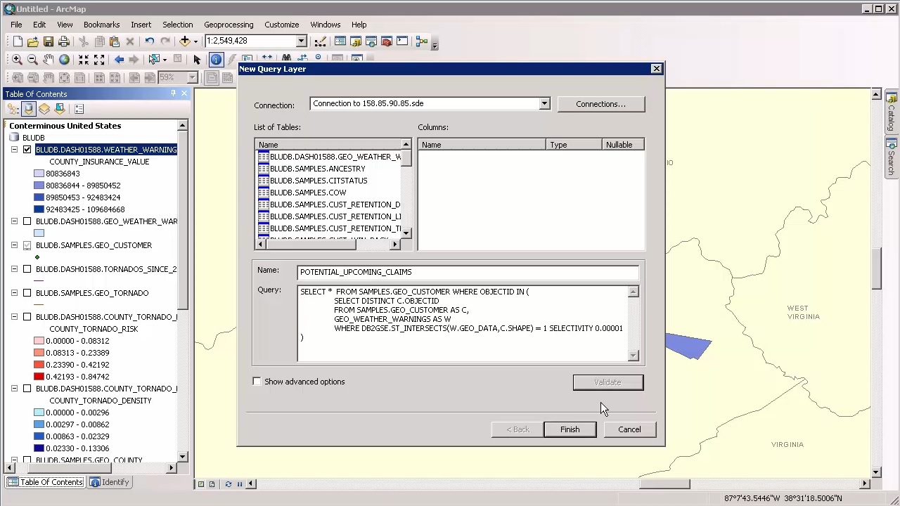 Creating a query layer that contains affected customers by using SQL code