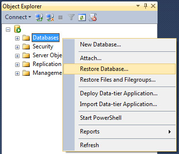 正在复原数据库。