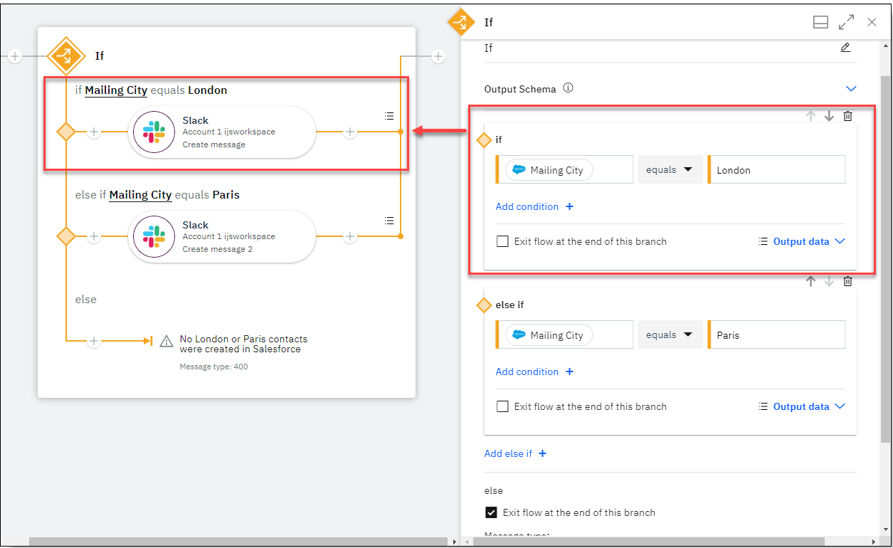 具有多个分支的样本 If 节点 具有多个分支的样本 If 节点