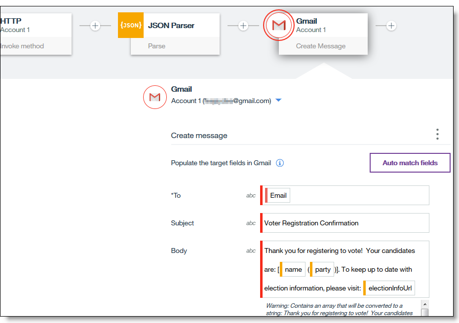 已完成的 Gmail 字段的示例 已完成的 Gmail 字段的示例