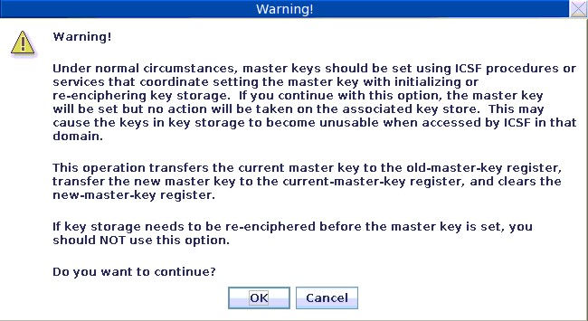 Warning before setting the master key