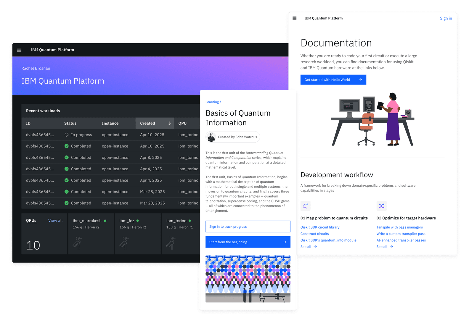 Some screenshots of the ibm quantum platform