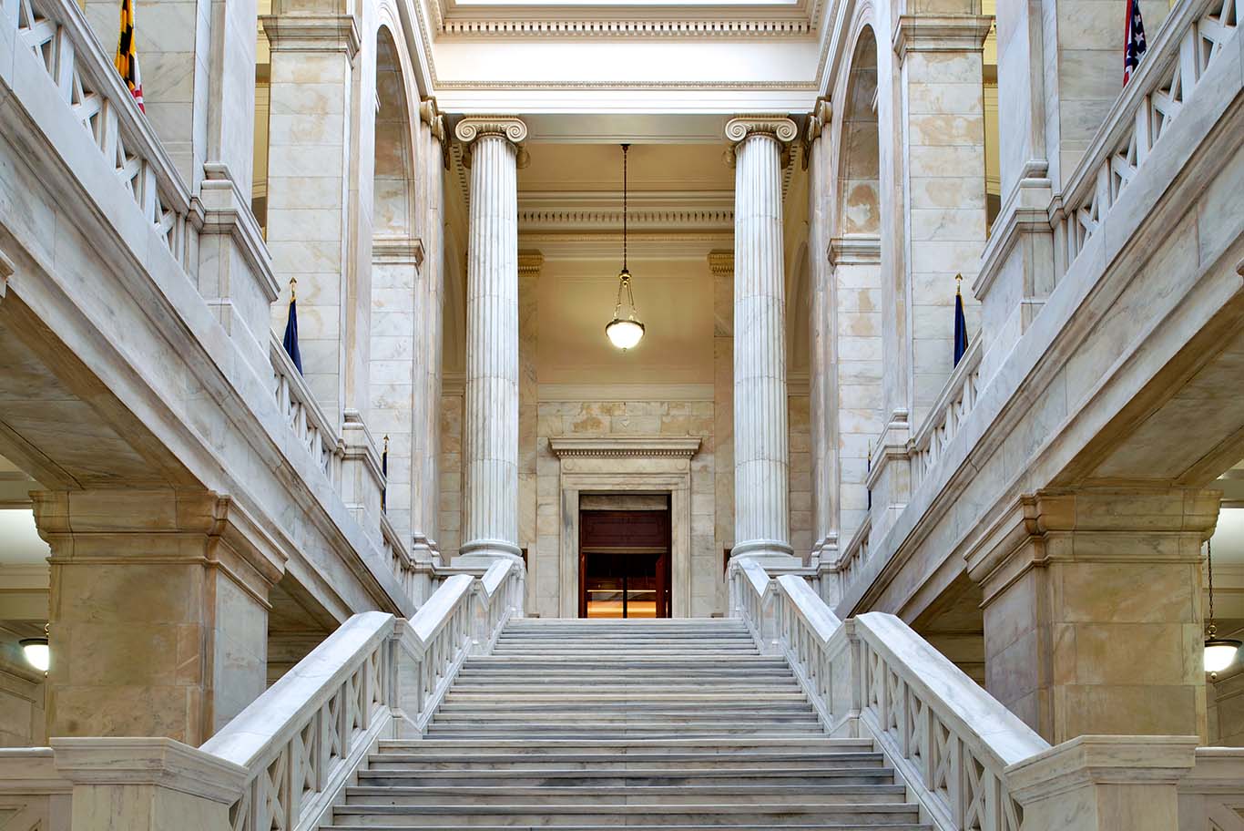 A marble stairway in a government building